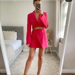 Zara NWT Blazer Dress Cut Out Colorful Vacation Travel Cute Elegant